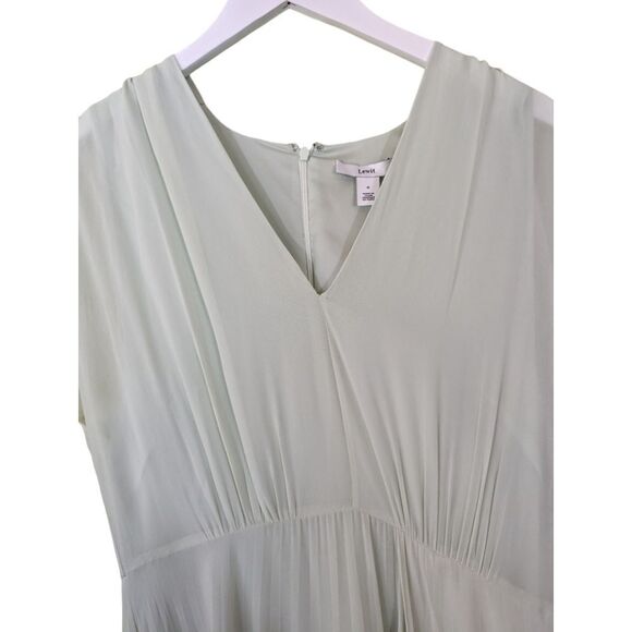 Lewit Dress Mint Green V Neck Asymmetrical Chifon Capped Sleeve Midi 6 - Picture 7 of 13